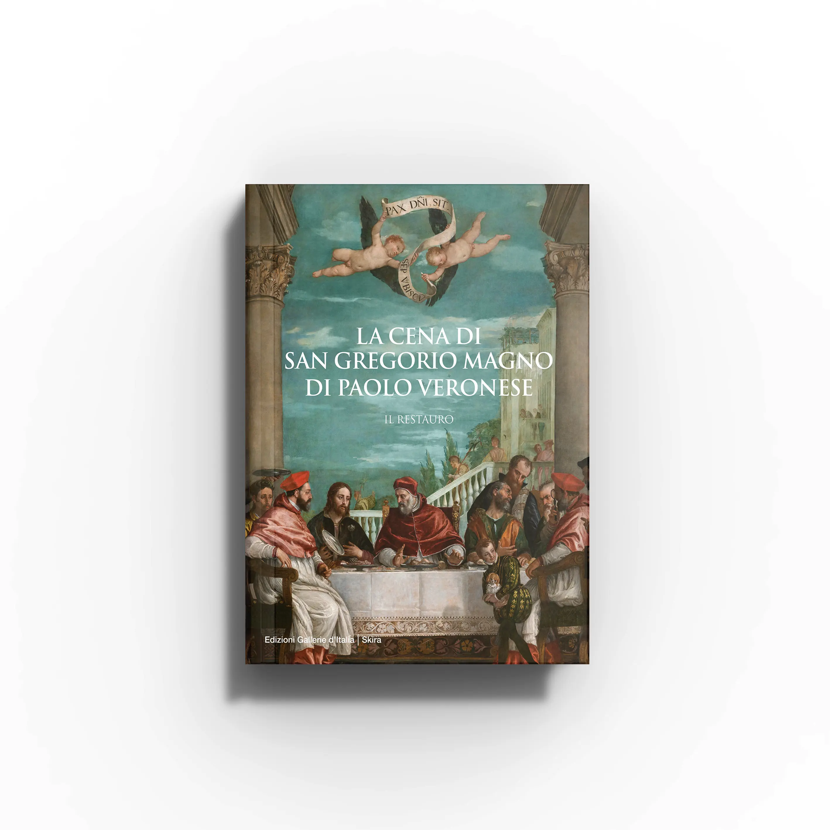 Renaissance Italian painting by Paolo Veronese in blue-green with painted canvas, showing the Last Supper scene