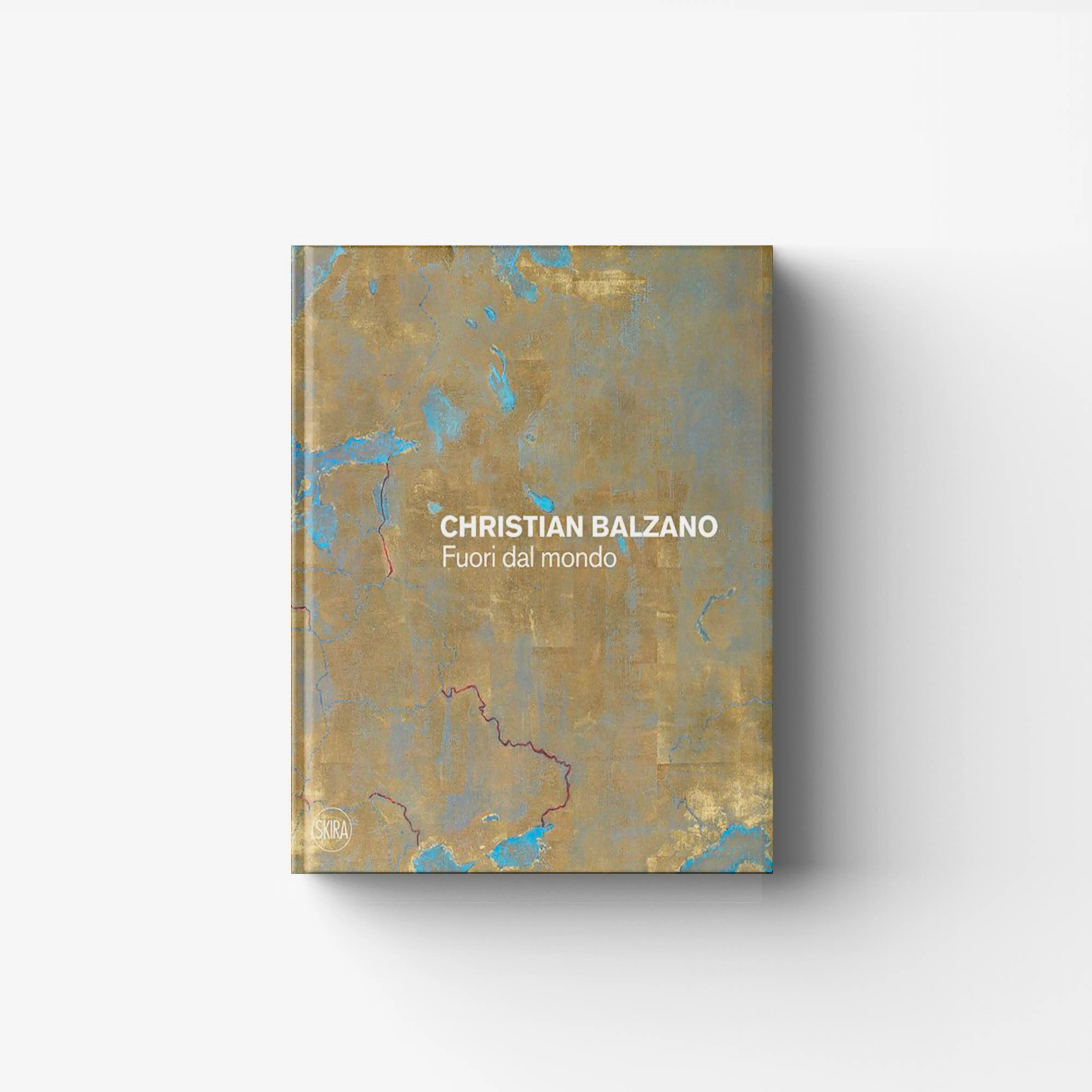 Art monograph Christian Balzano by Skira Arte, illustrated fabric artwork, beige cover with blue abstract marks