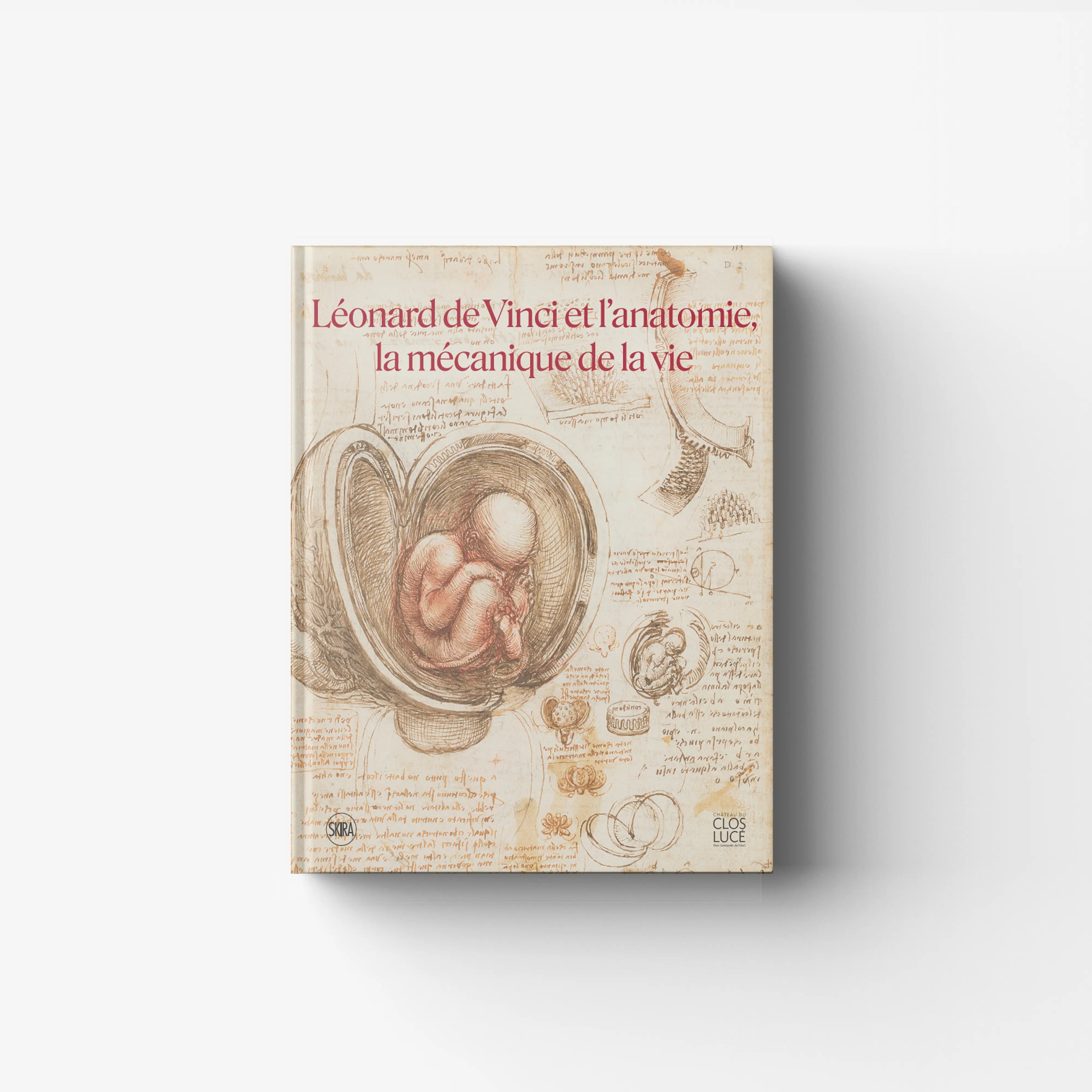 Art and science catalogue book by Skira Arte with illustrated anatomy sketches on a cream cover