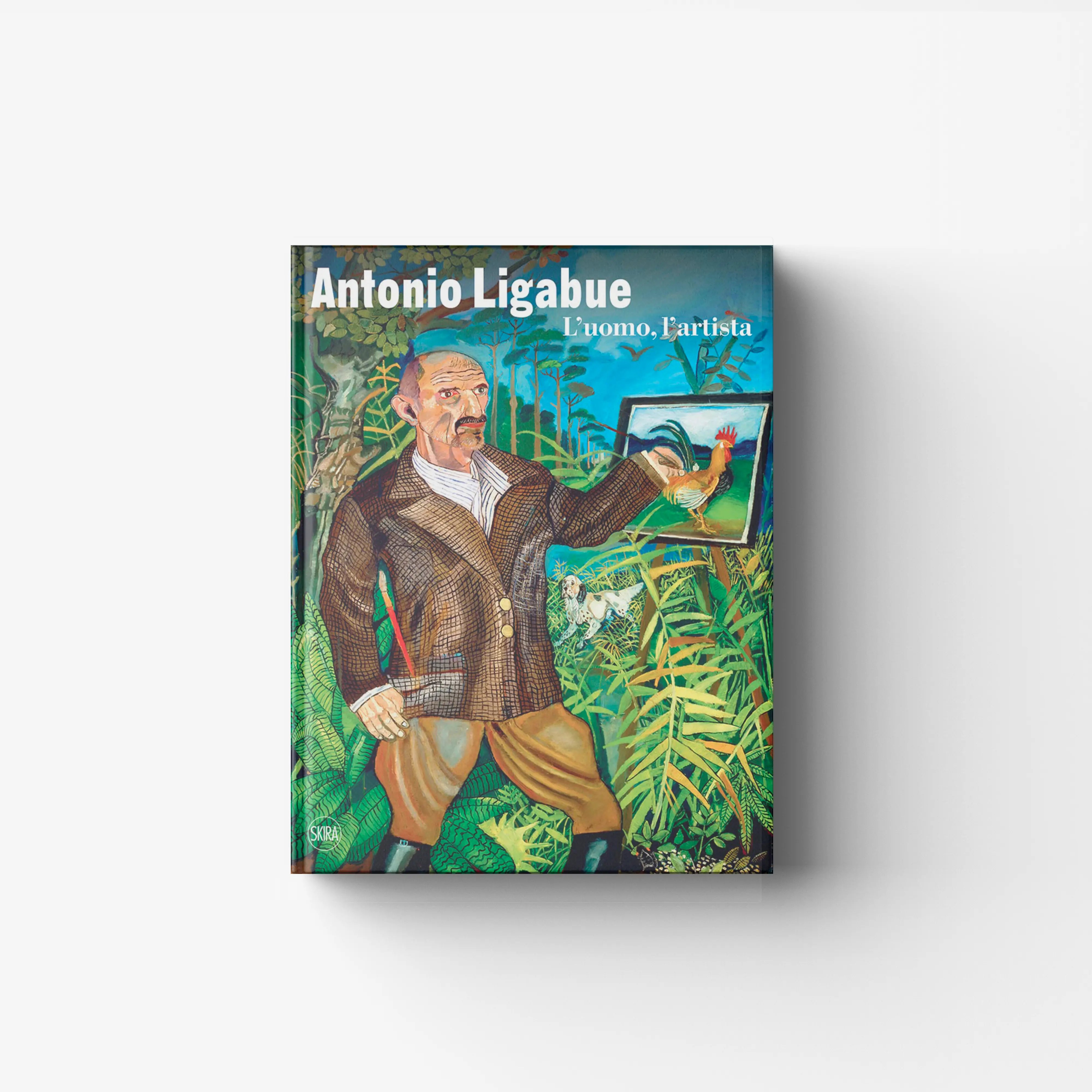 Art monograph Antonio Ligabue by Skira Arte with hardback cover, featuring illustrated portrait and jungle scene