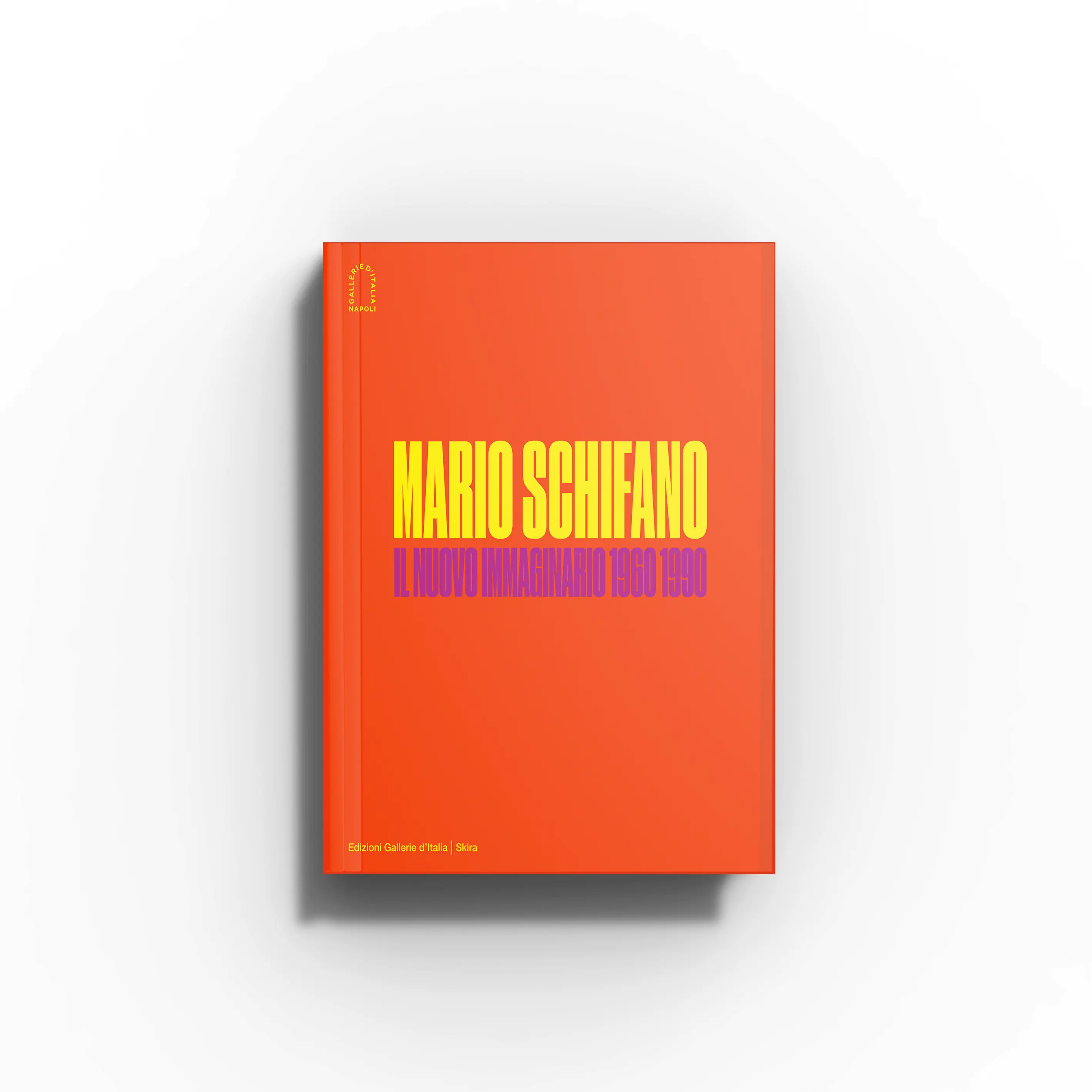 Contemporary art book in orange with yellow and purple title text, Skira Arte, large format illustrated volume