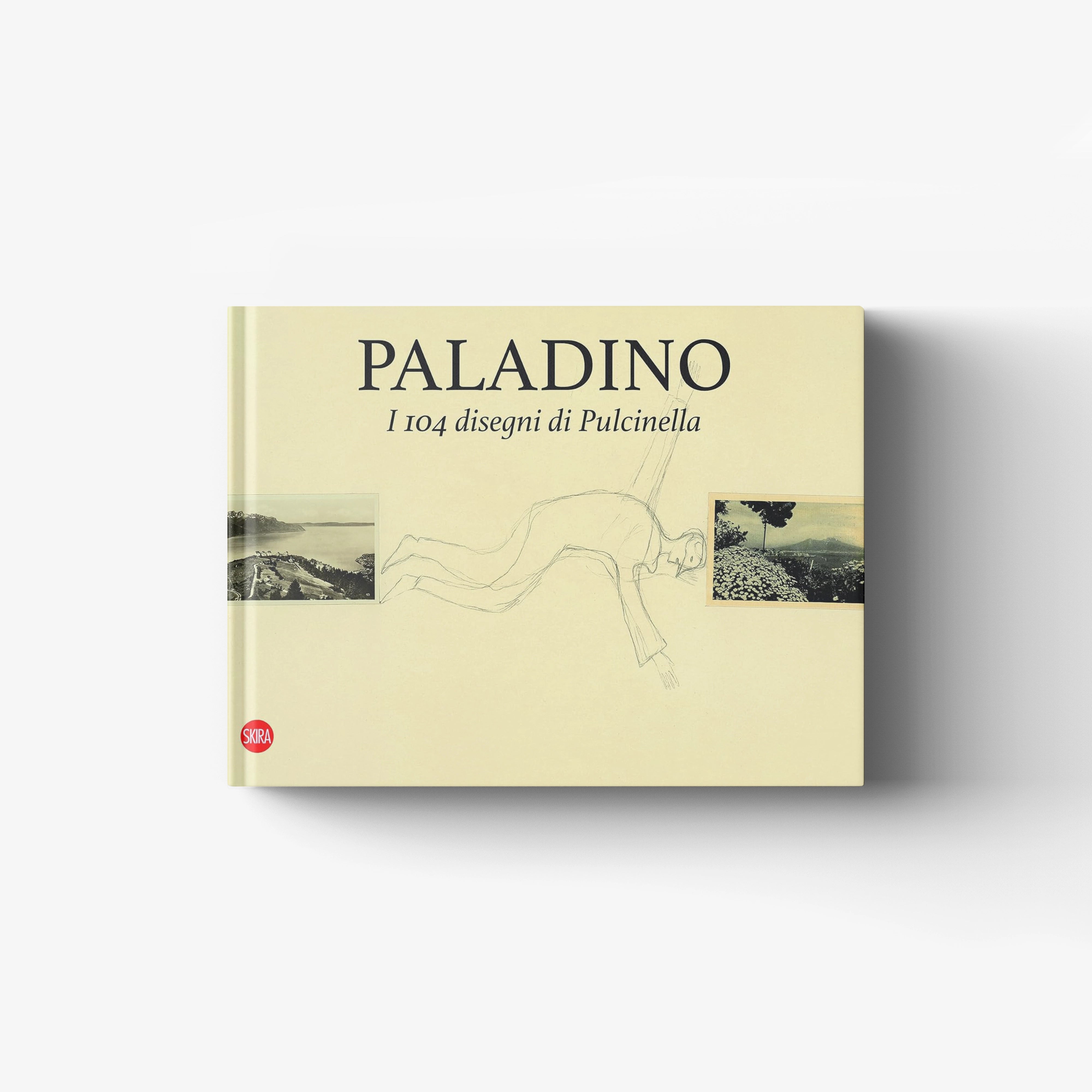 Art book in pale yellow with line drawings, Skira Arte Paladino, cycle of works inspired by Pulcinella