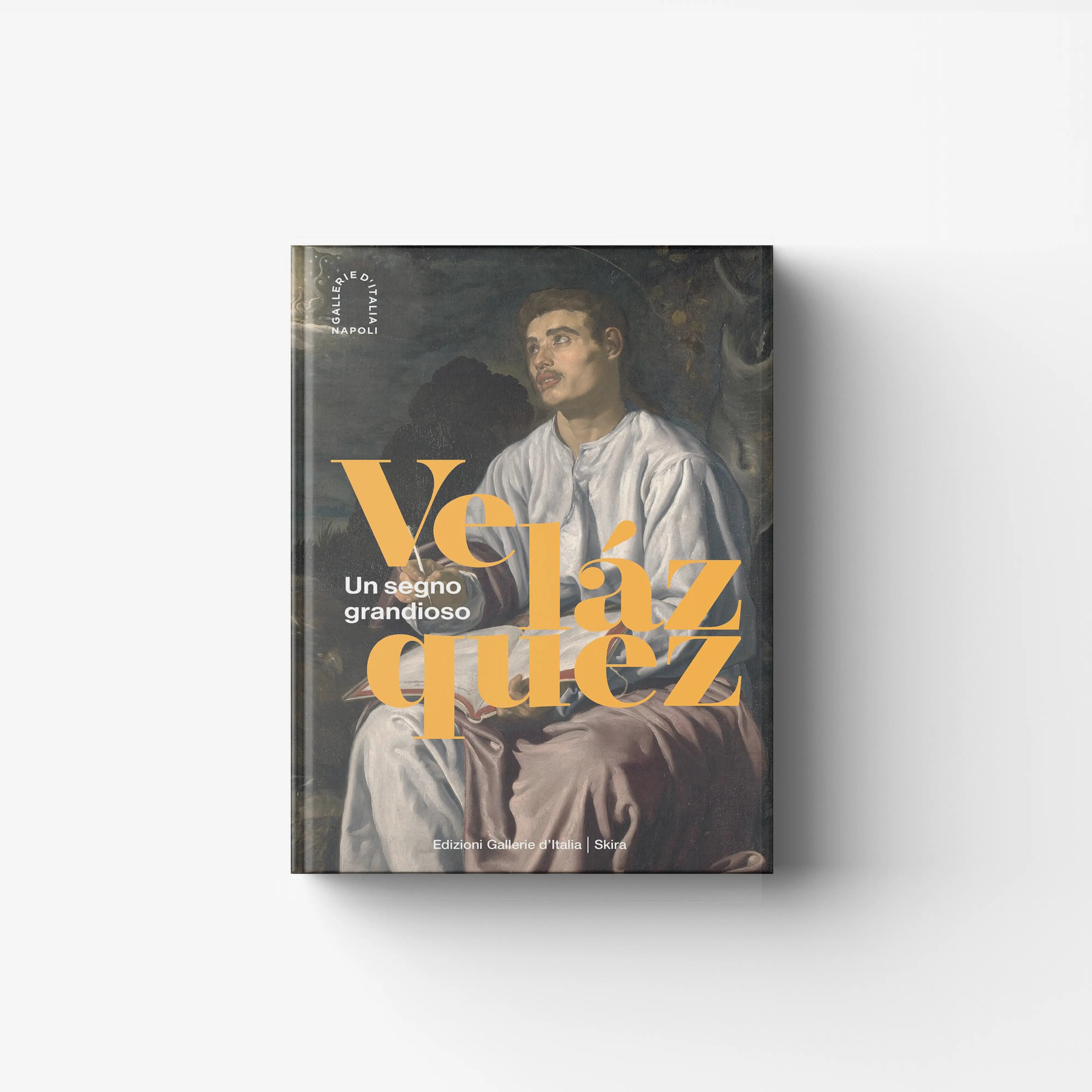 Art book by Skira Arte, dark grey cover with portrait, Velázquez Un segno grandioso, illustrated art book